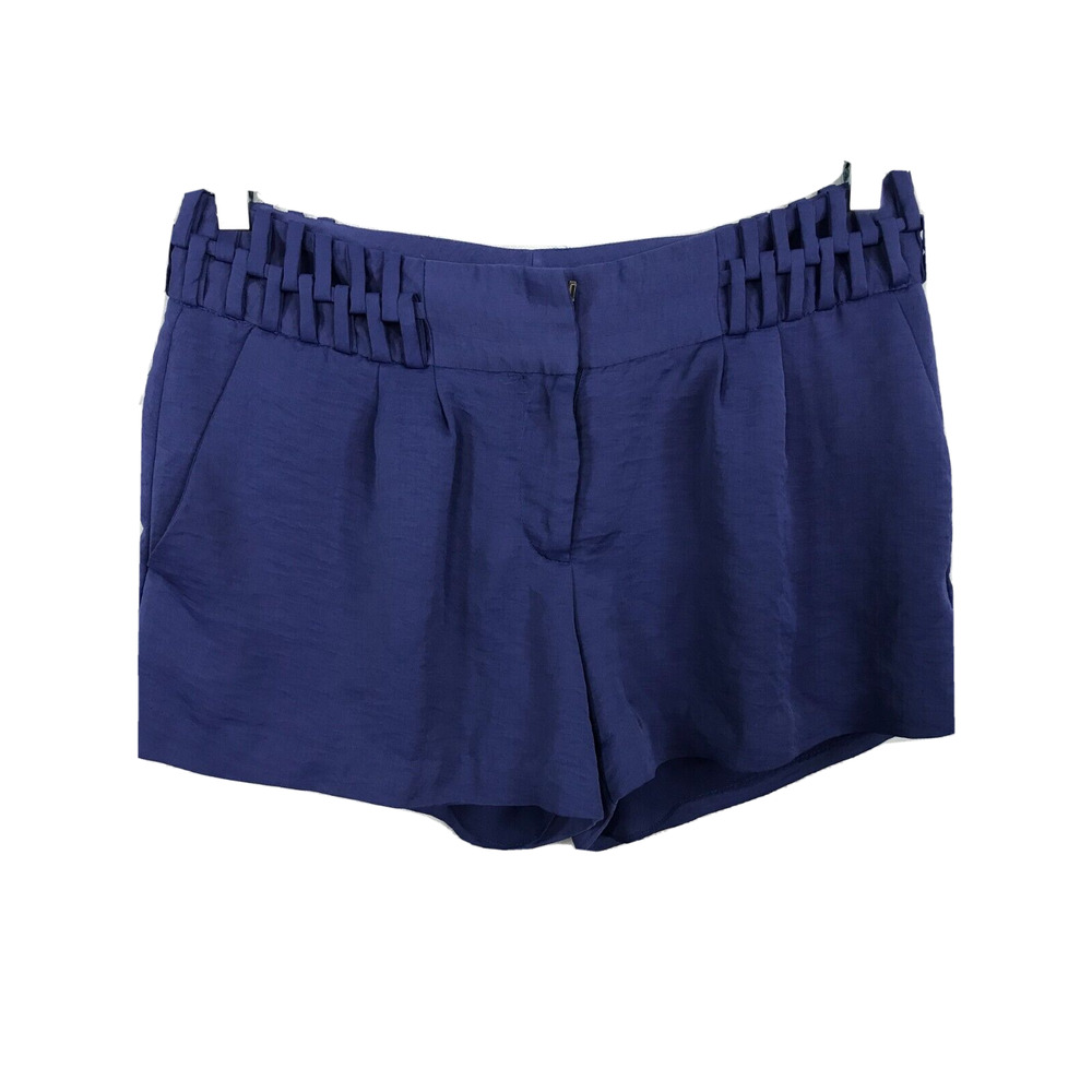 BCBG Shorts Womens Sz 8 Indigo Dark‎ Blue Flounce Pockets 3" Inseam